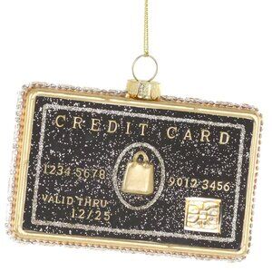 Cody Foster Black Credit Card Ornament | Sparkly Bling Holiday Decor | NWT
